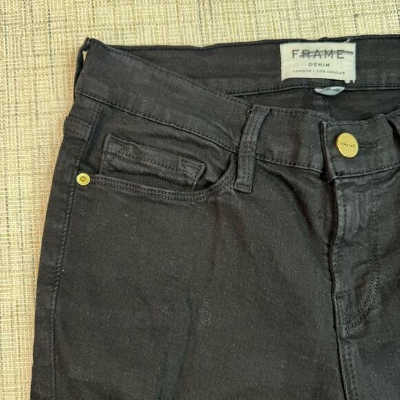 Frame Le Skinny De Jeanne Distressed Ripped Black Jeans Size‎ 26 - Picture 3 of 7